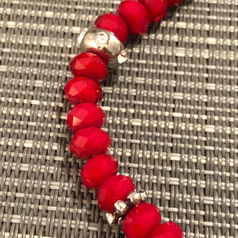 Red Swarovski & Silver Rhinestone Bracelet - Picture 6 of 6